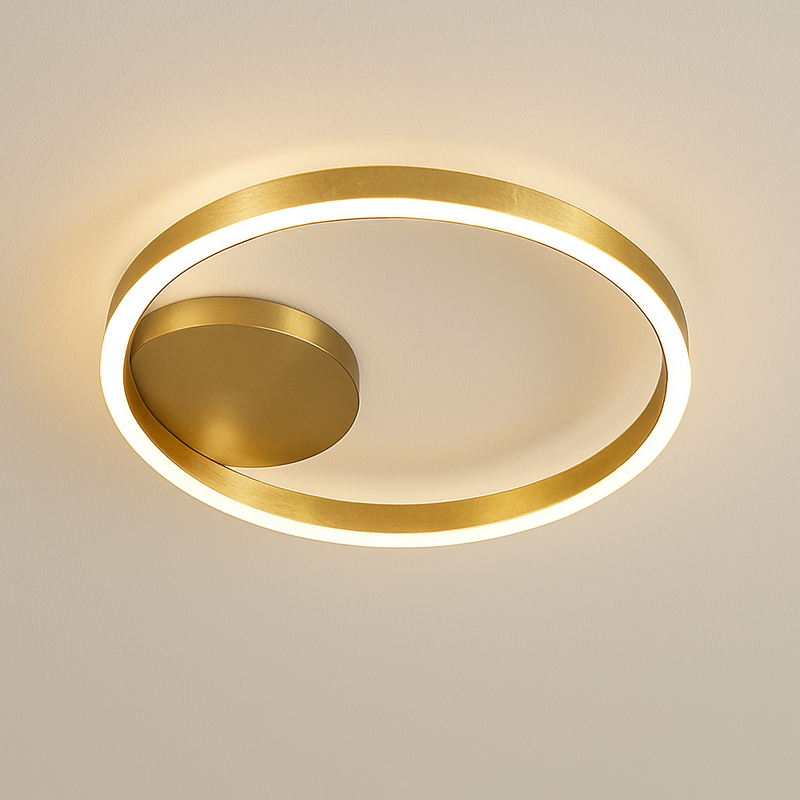 plafonnier led rond doré avec abat-jour acrylique créatif