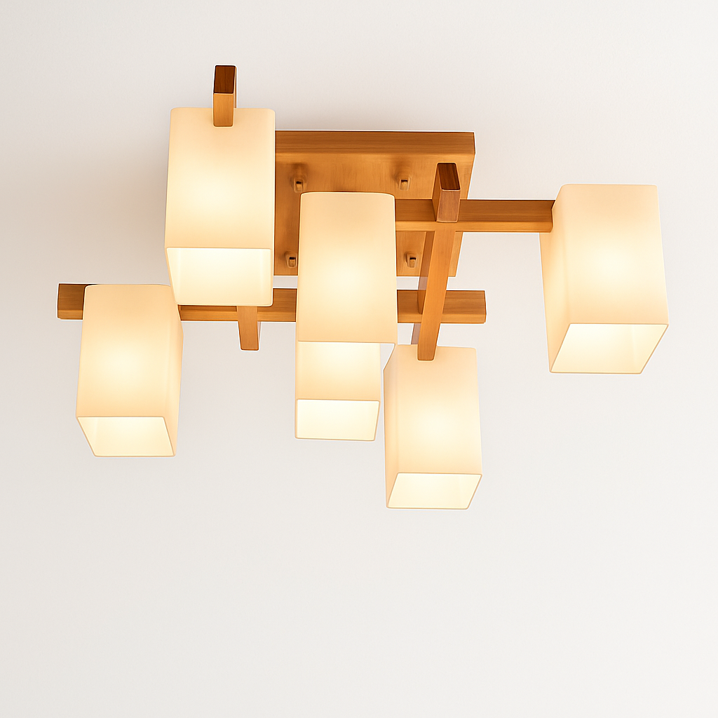 plafonnier minimaliste nordique led en bois style japonais