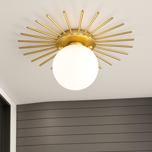 Plafonnier moderne avec boule en verre et métal doré Joha