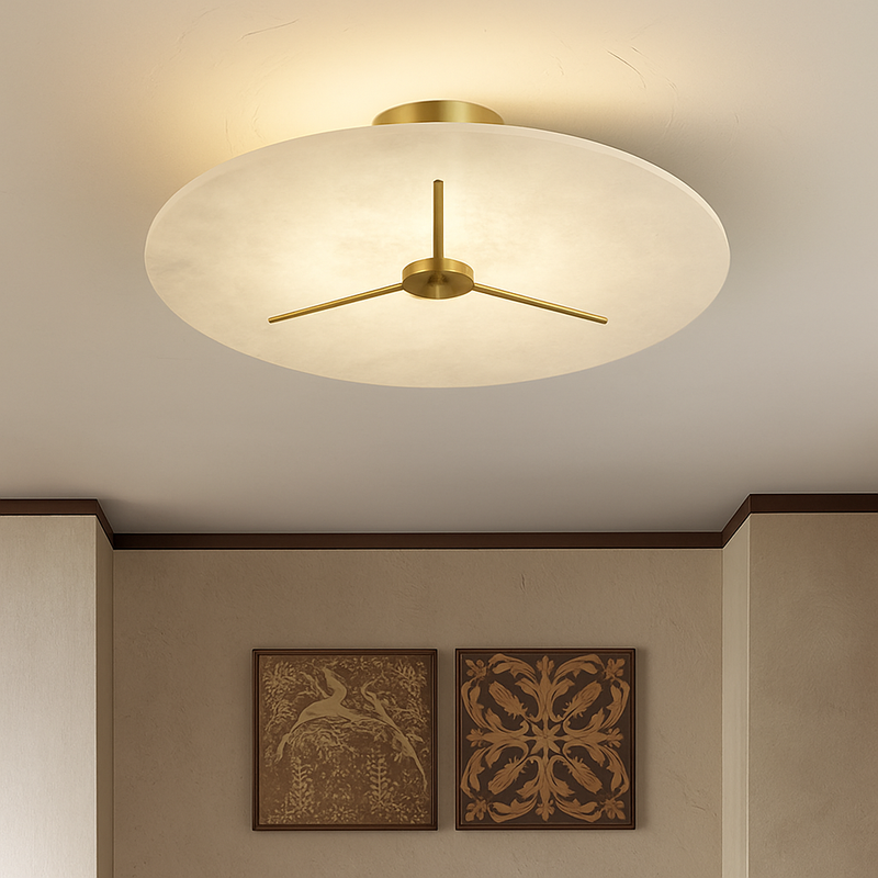 plafonnier moderne en marbre et cuivre pour intérieur élégant