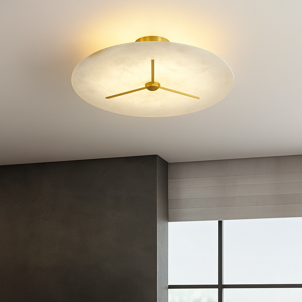 plafonnier moderne en marbre et cuivre pour intérieur élégant - vue 5 sur 9
