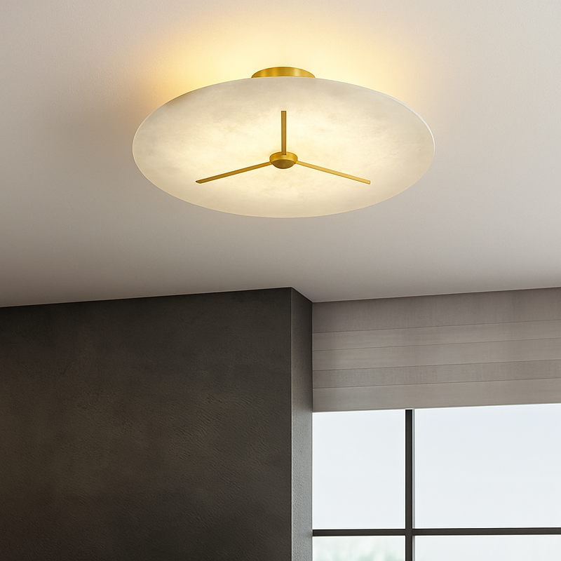 plafonnier moderne en marbre et cuivre pour intérieur élégant