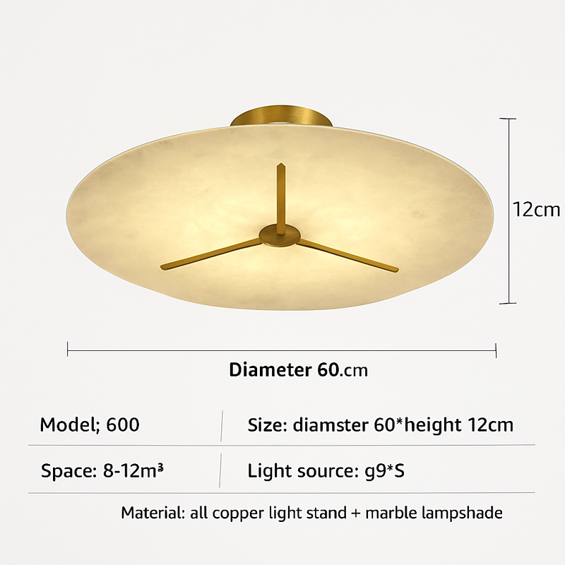 plafonnier moderne en marbre et cuivre pour intérieur élégant