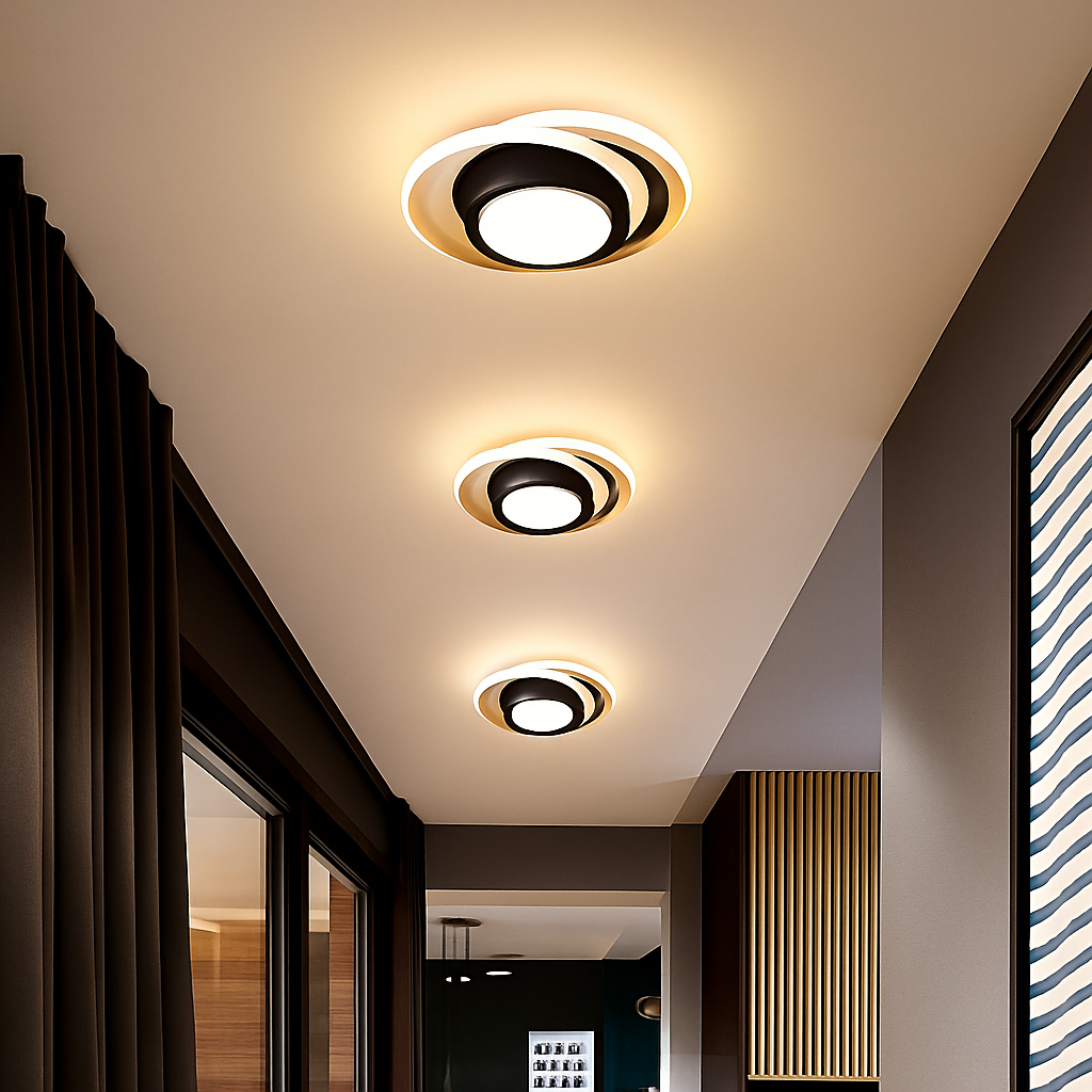 Plafonnier moderne LED rond en métal style Mosskolin - vue 4 sur 3