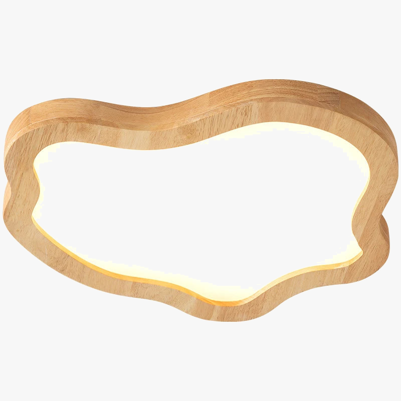 plafonnier moderne à leds avec grain de bois doré nordique