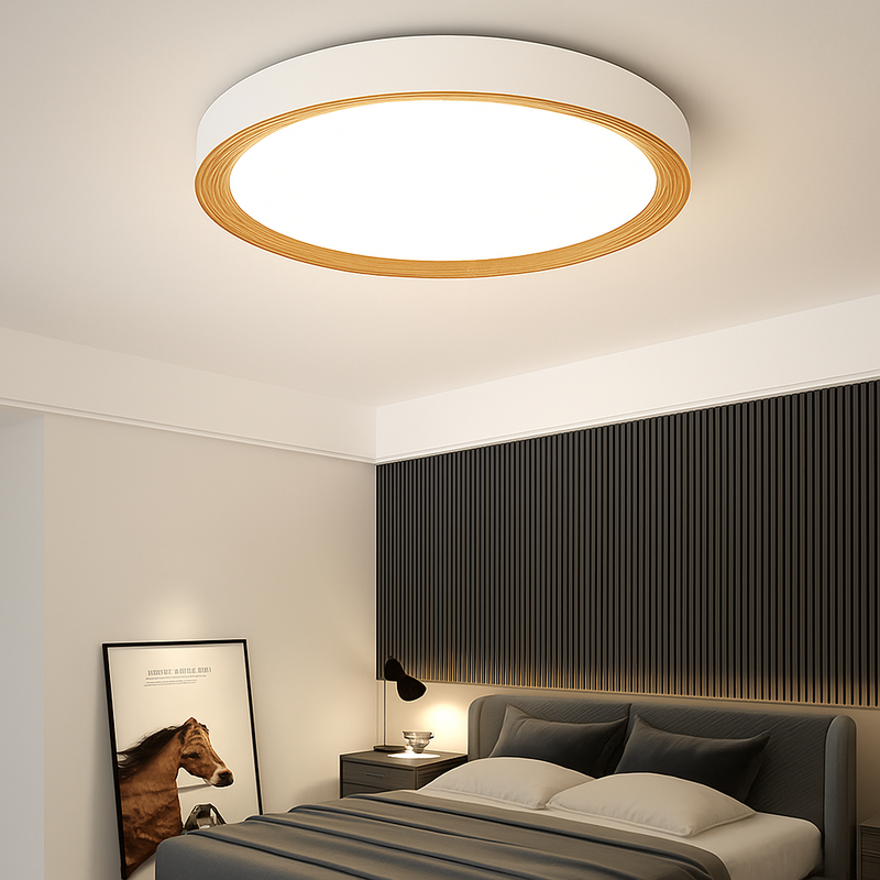 plafonnier moderne à leds en bois pour éclairage intérieur