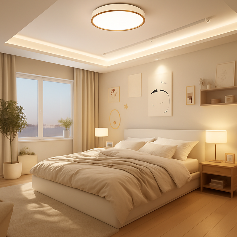 plafonnier moderne à leds en bois pour éclairage intérieur