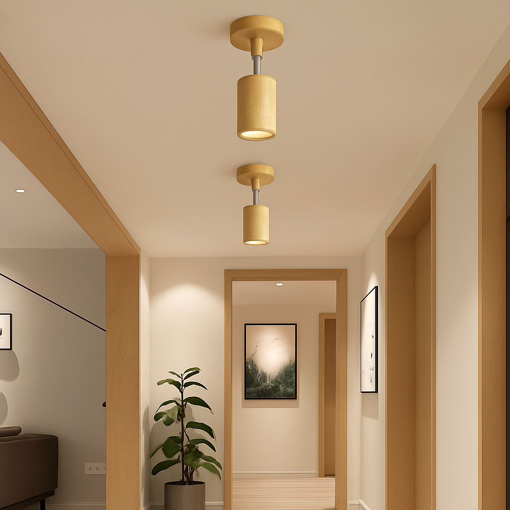 plafonnier nordique en bois massif pour décoration intérieure - vue 5 sur 9