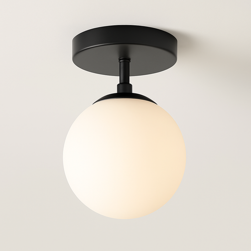 Plafonnier rond boule verre laiteux