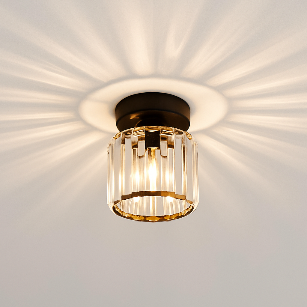 Plafonnier rond ou carré en cristal de verre Luxury - vue 4 sur 11