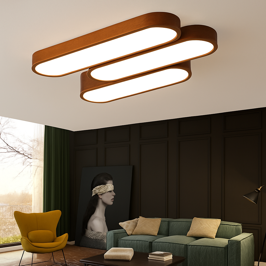 Plafonnier scandinave LED rectangulaire angles ronds Agara - vue 4 sur 11