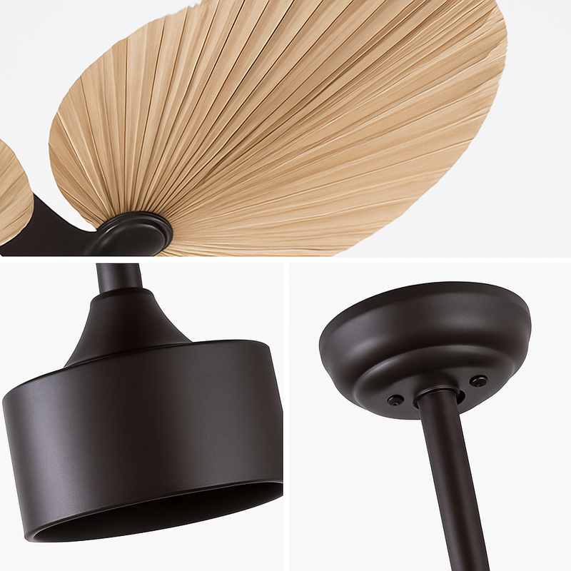 plafonnier ventilateur de plafond avec télécommande et pales en palmier naturel