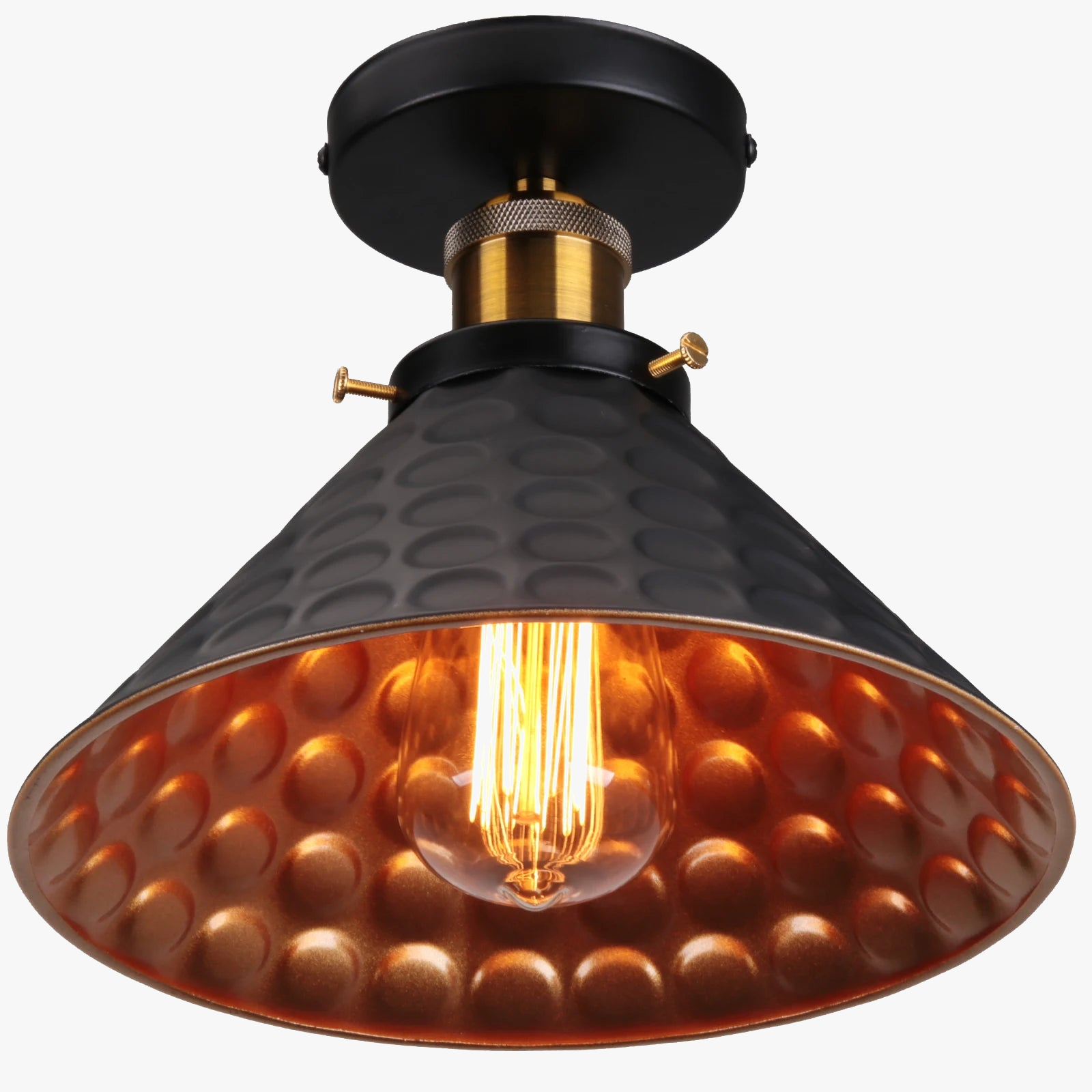 Plafonnier vintage led moderne abat-jour conique en métal