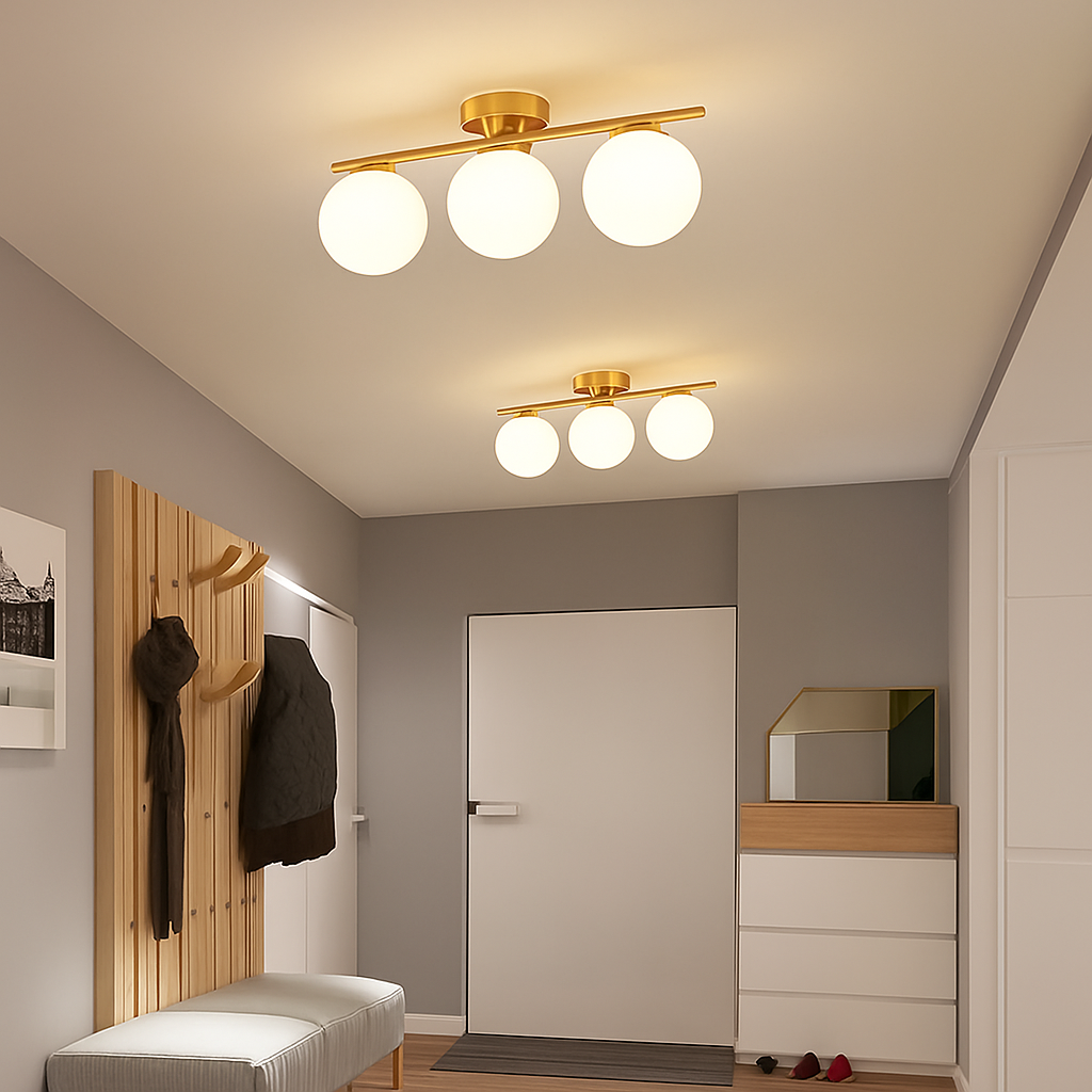 Plafonniers LED nordique fer verre boule plafonniers couloir allée balcon cuisine Simple moderne créatif décor à la maison Lustre
