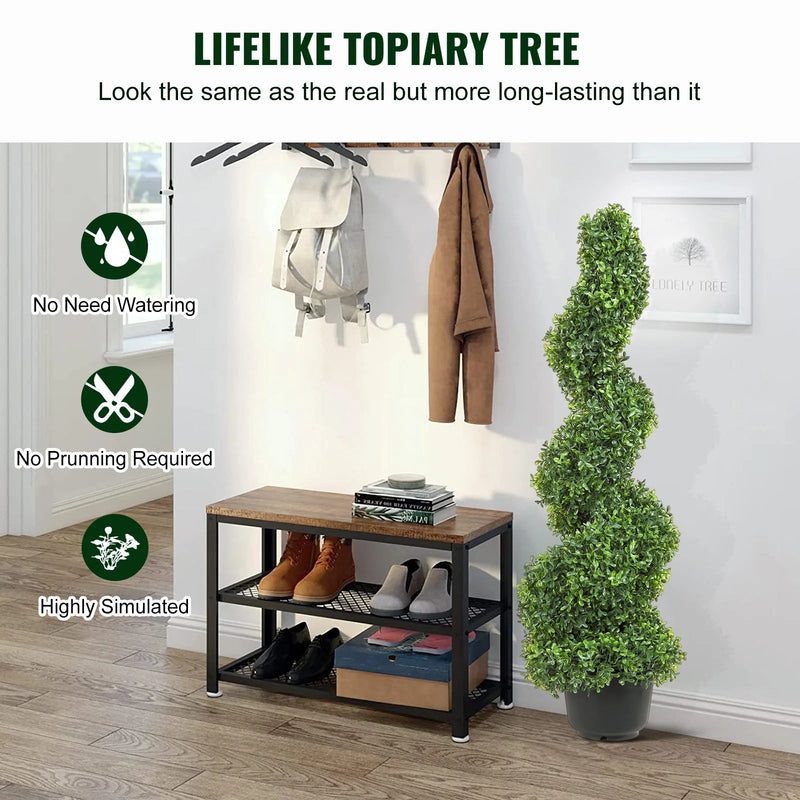 plante artificielle topiaire spirale décorative en plastique vert