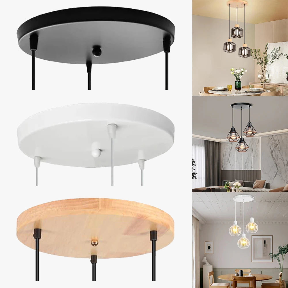 Plaque de plafond ronde à 3 trous pour luminaires diy
