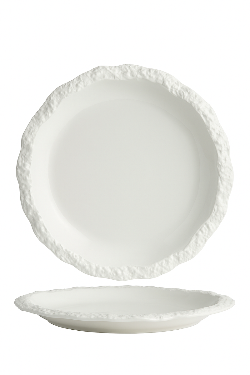 Plateau ceramique motif roche style western peu profond