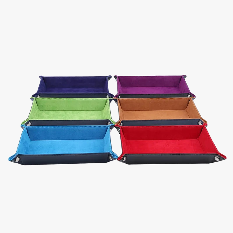 plateau de rangement pliable en cuir pour jeux et objets divers