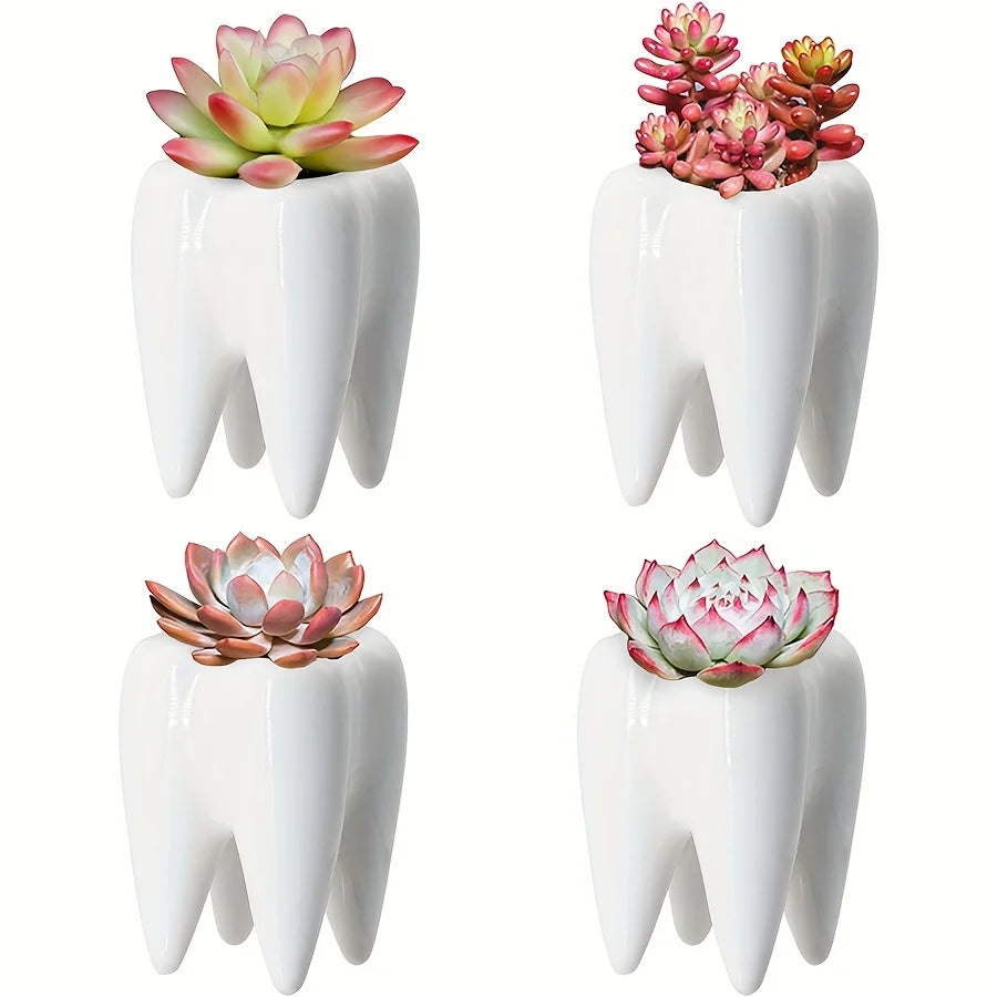 porte-brosse à dents en céramique en forme de dent créative et décorative