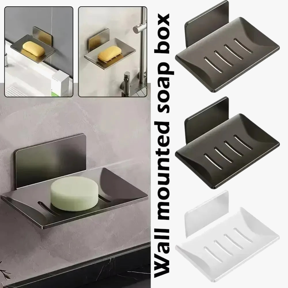 porte-savon autocollant en acier inoxydable avec drain pour douche et cuisine