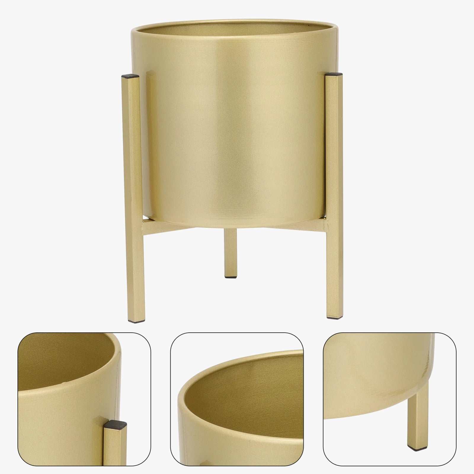 pot de fleurs avec support en fer doré pour décoration intérieure
