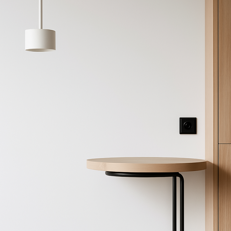 Prise double RJ45 en acier noir mat bords arrondis