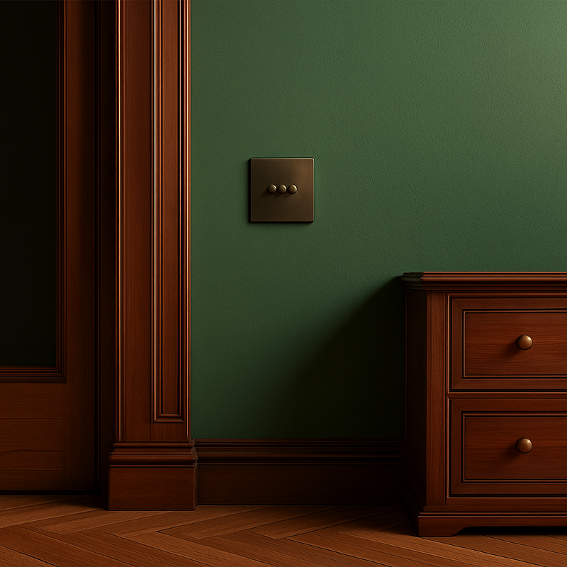 Prise électrique double en acier bronze vieilli bords arrondis