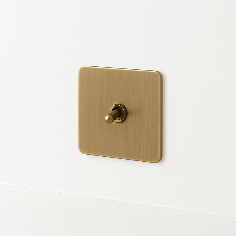 Prise électrique double en acier gris brossé bords arrondis