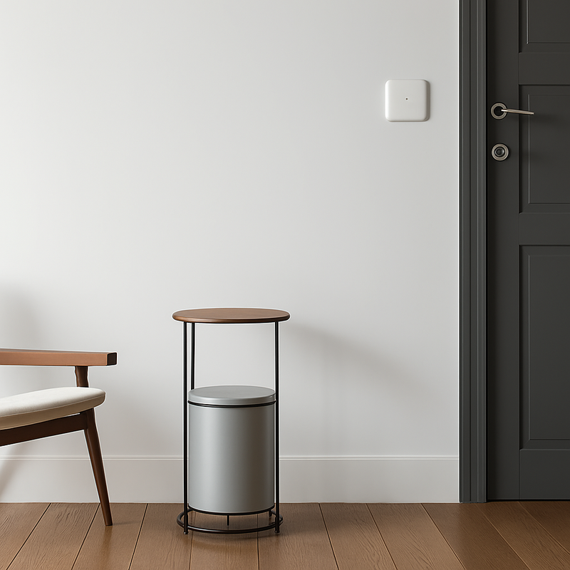 Prise électrique double en acier gris clair brossé bords arrondis