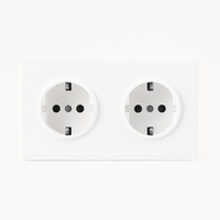 Prise électrique double (Europe) en acier blanc mat bords arrondis