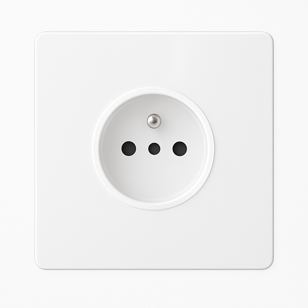Prise électrique en acier blanc mat bords arrondis
