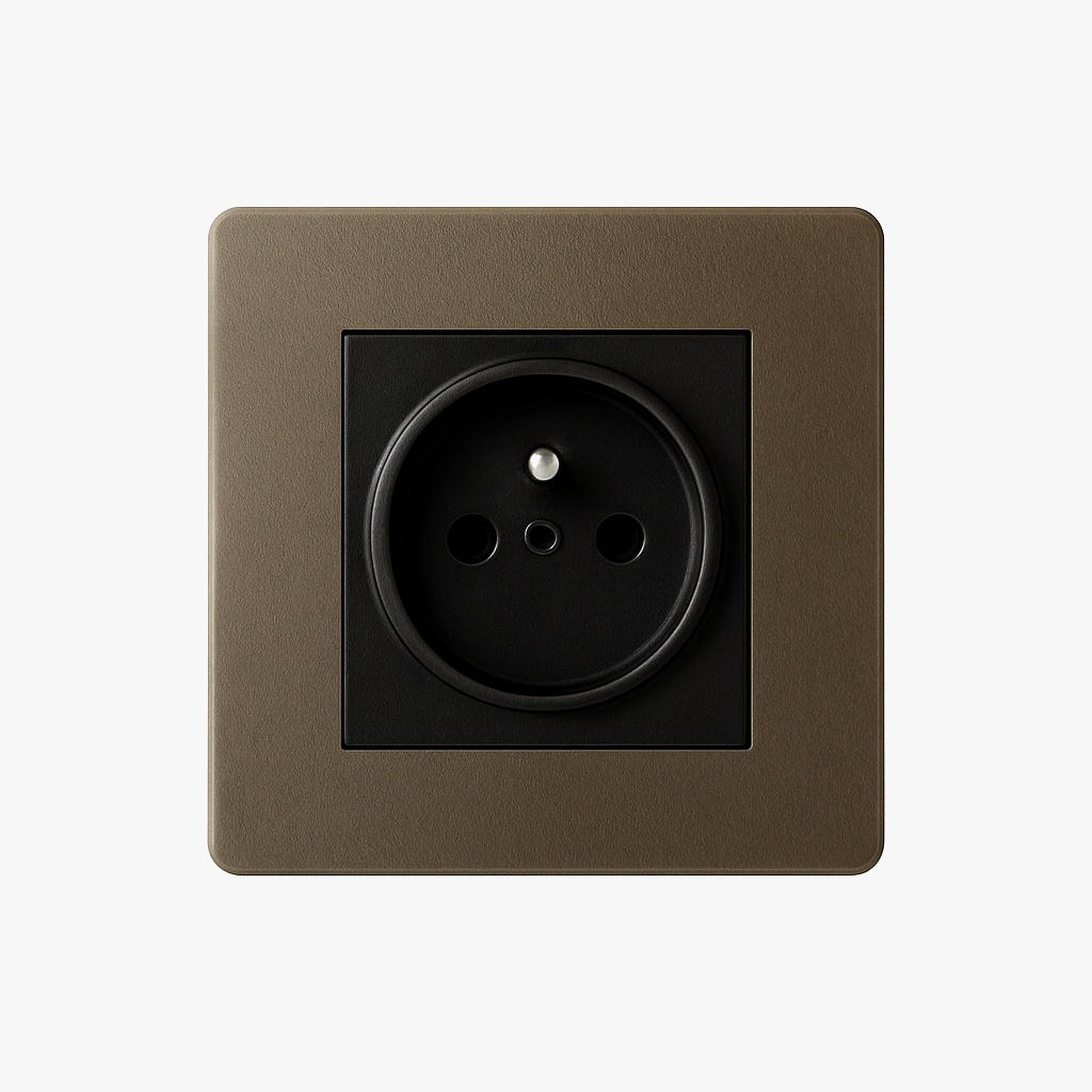 Prise électrique en acier bronze vieilli bords arrondis