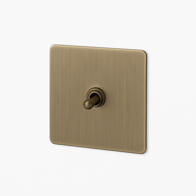 Prise électrique en acier gris brossé bords arrondis