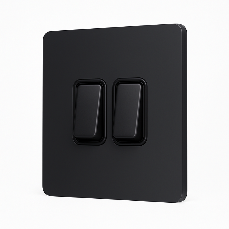 Prise électrique en acier noir mat bords arrondis