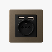 Prise électrique et double USB en acier bronze vieilli bords arrondis