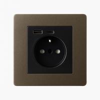 Prise électrique et double USB et USB type C en acier bronze vieilli bords arrondis