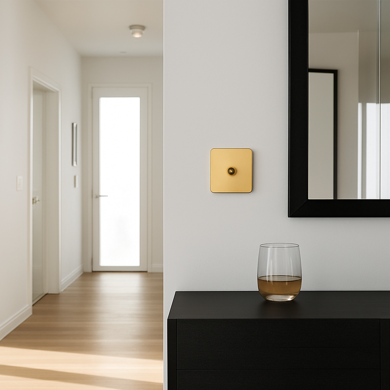 Prise électrique et double USB et USB type C en acier doré brossé et bords arrondis