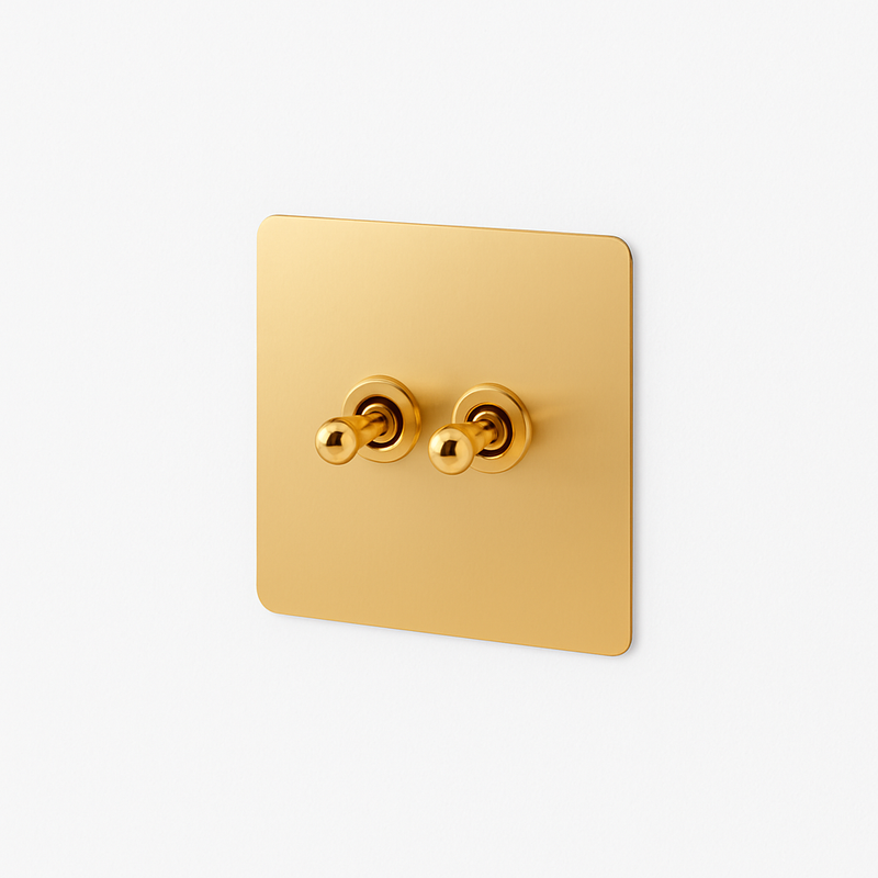 Prise électrique et double USB et USB type C (Europe) en acier doré brossé et bords arrondis