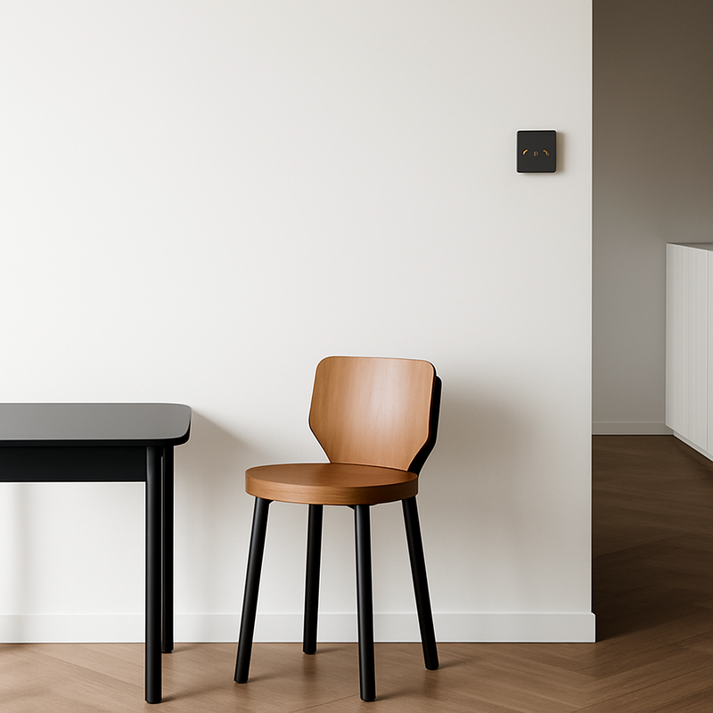 Prise électrique et double USB et USB type C (Europe) en acier noir mat bords arrondis