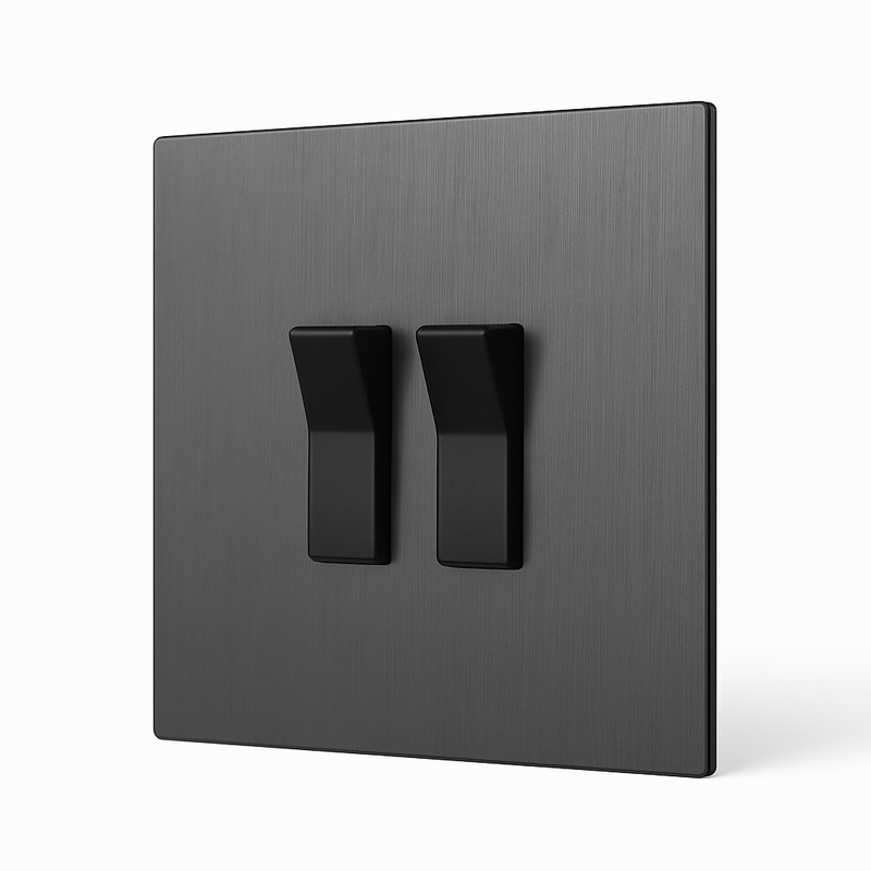 Prise électrique et double USB type C en acier gris foncé brossé
