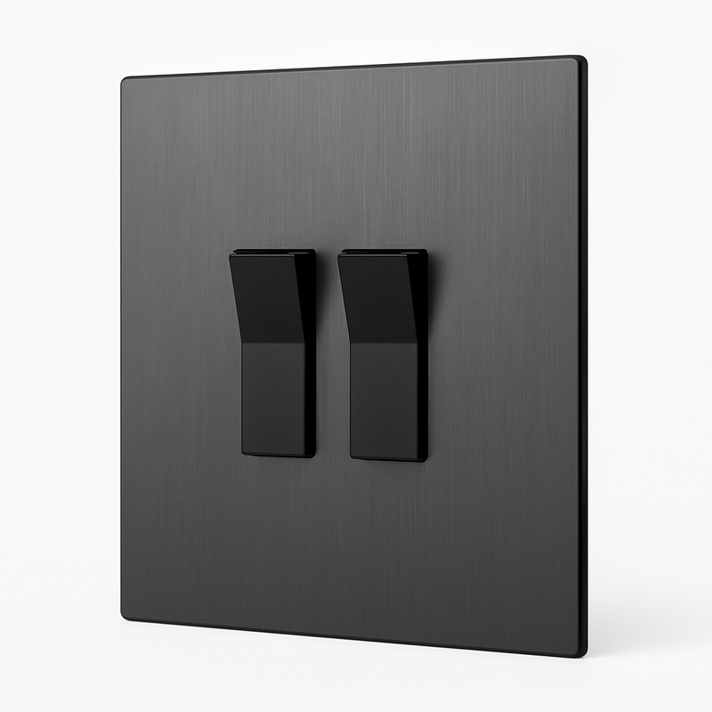 Prise électrique (Europe) en acier gris foncé brossé