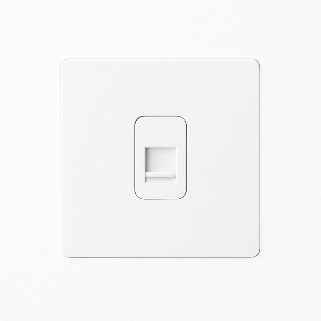 Prise RJ45 en acier blanc mat bords arrondis