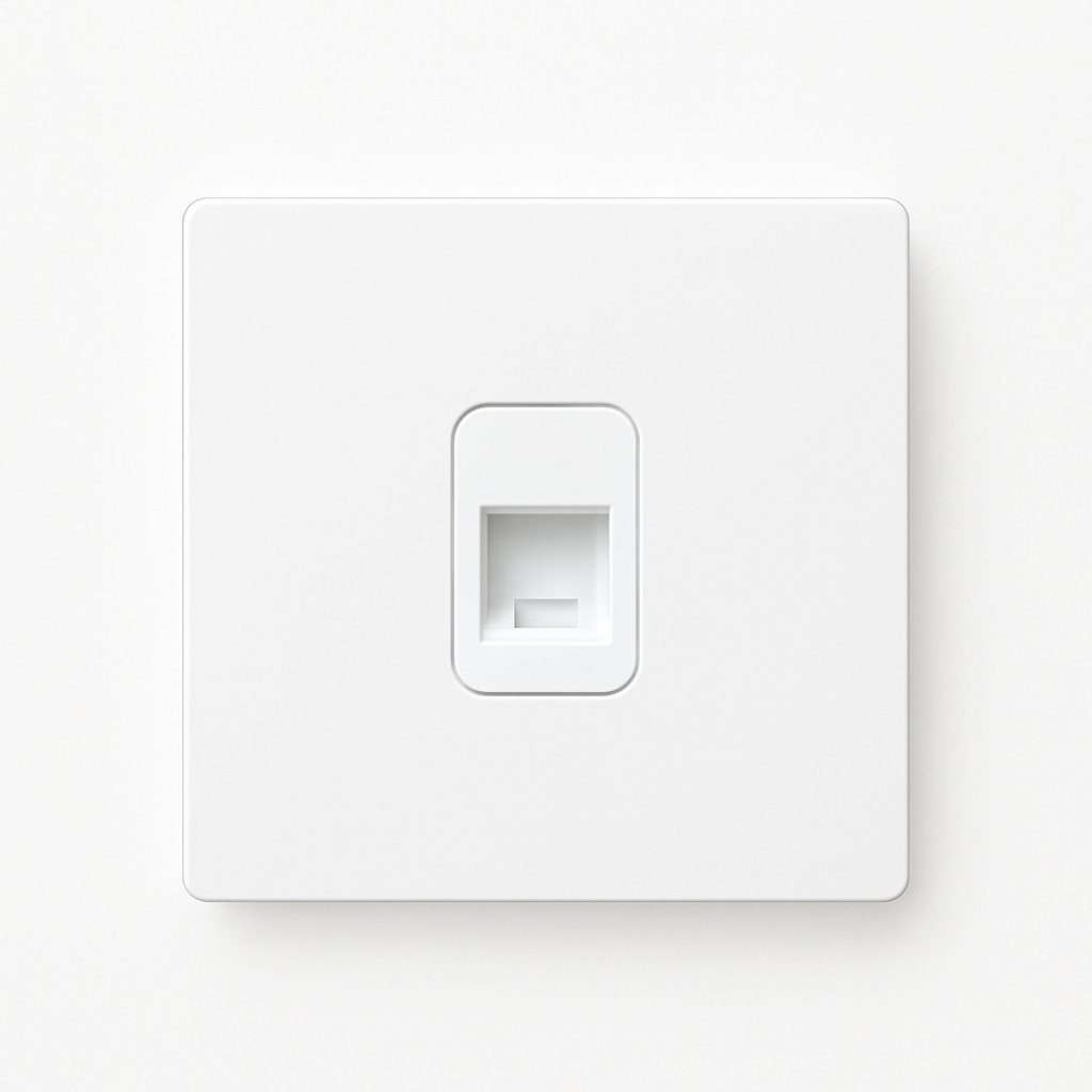 Prise RJ45 en acier blanc mat bords arrondis