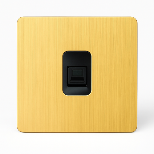 Prise RJ45 en acier doré brossé bords arrondis