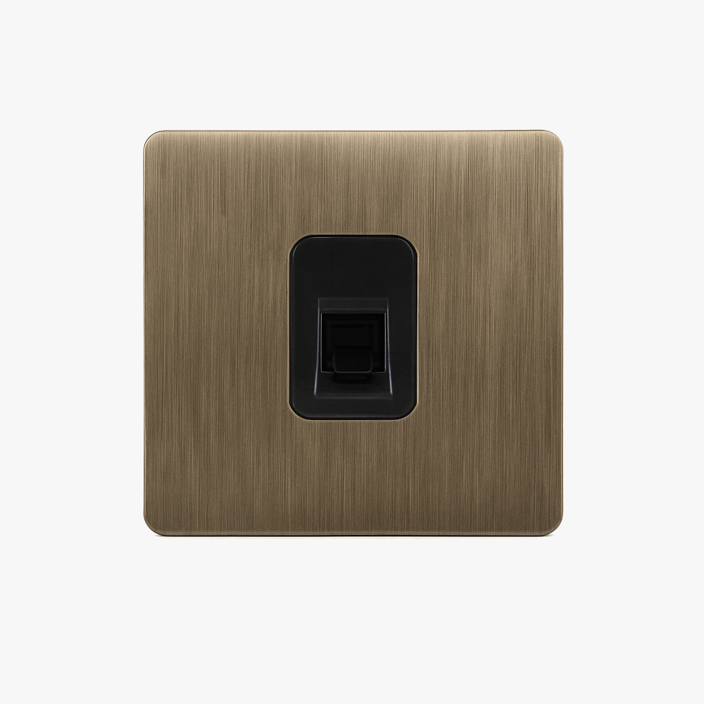 Prise RJ45 en acier gris vieilli brossé bords arrondis
