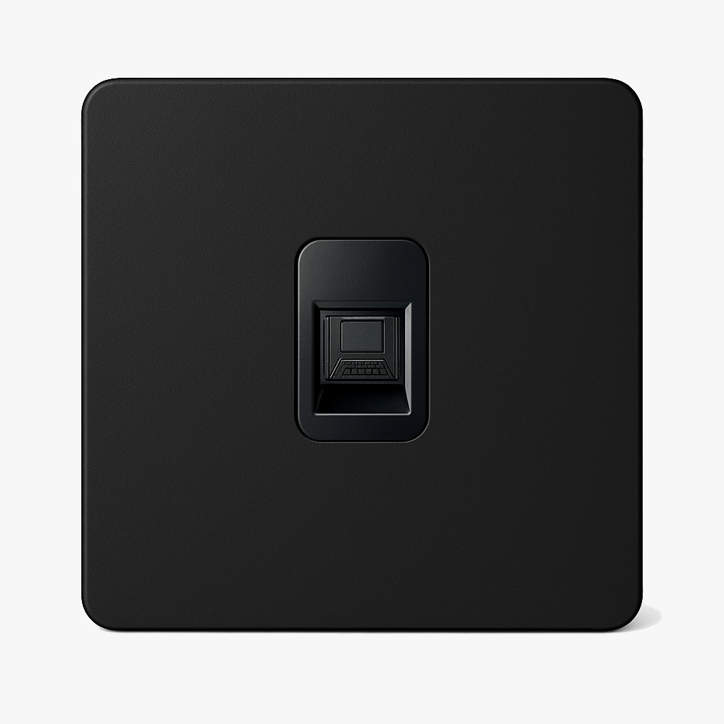 Prise RJ45 en acier noir mat bords arrondis