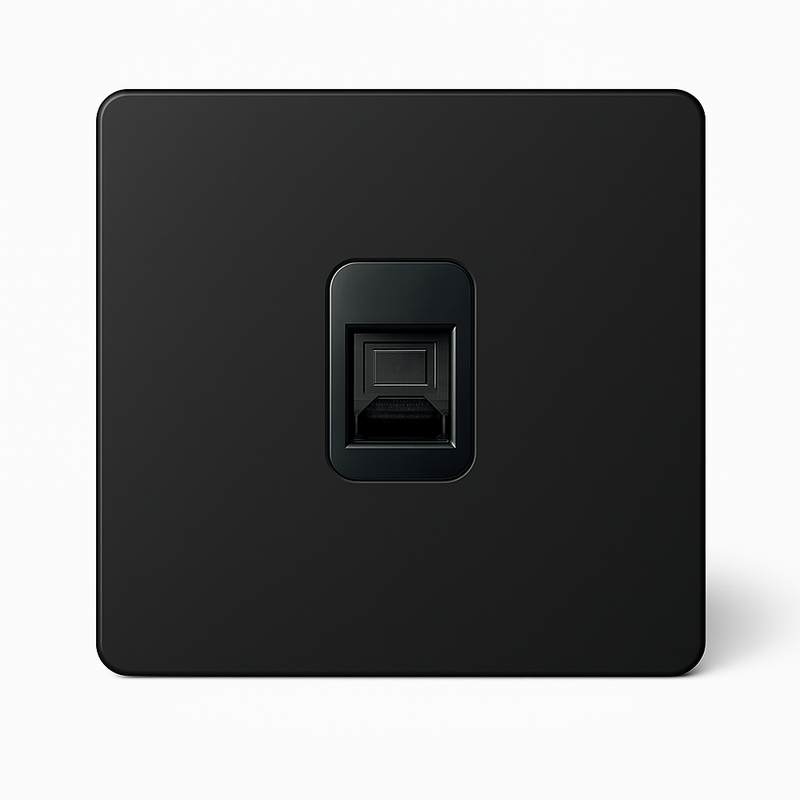 Prise RJ45 en métal noir mat bords arrondis