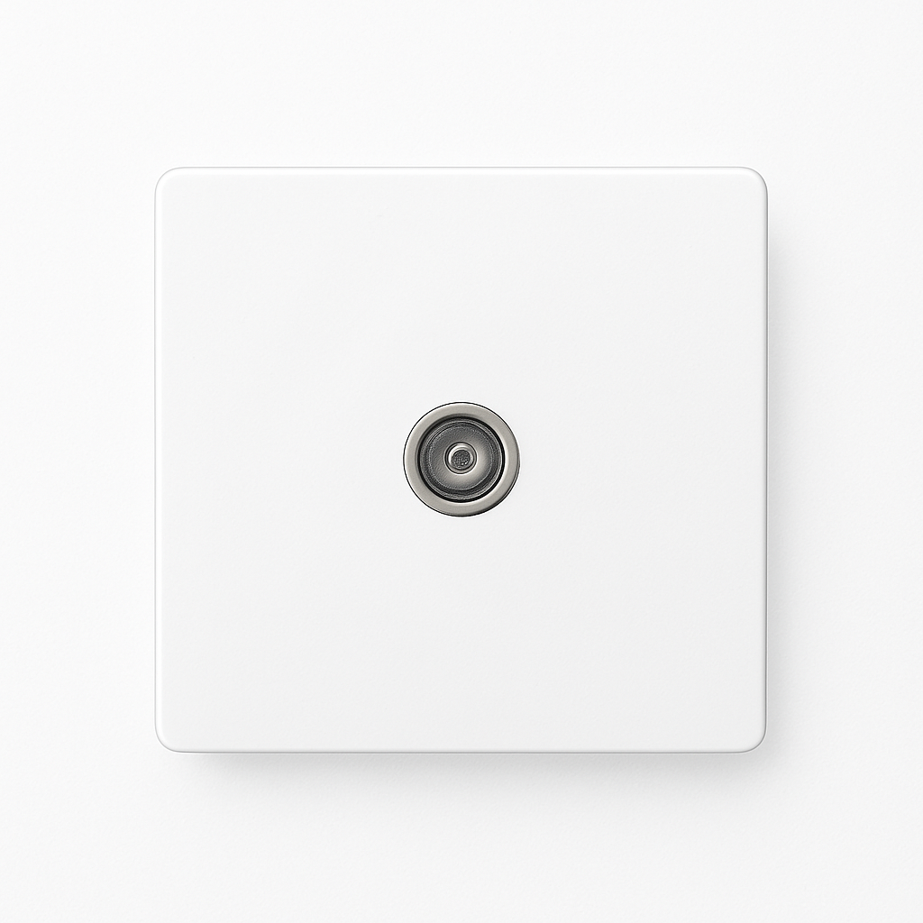 Prise TV en acier blanc mat bords arrondis