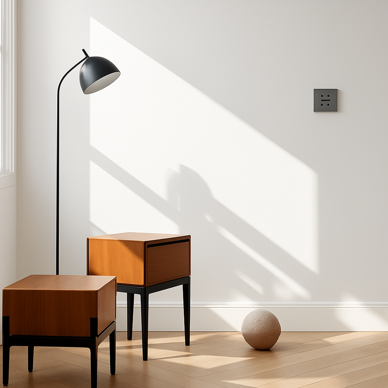 Prise TV en acier gris foncé brossé