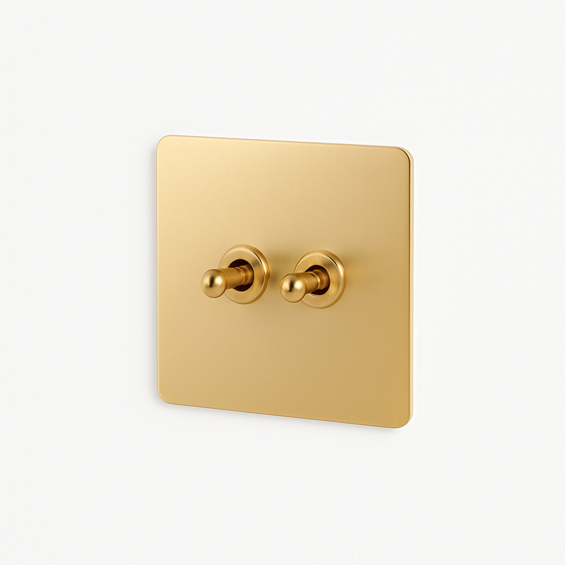 Prise TV et RJ45 en acier doré brossé et bords arrondis